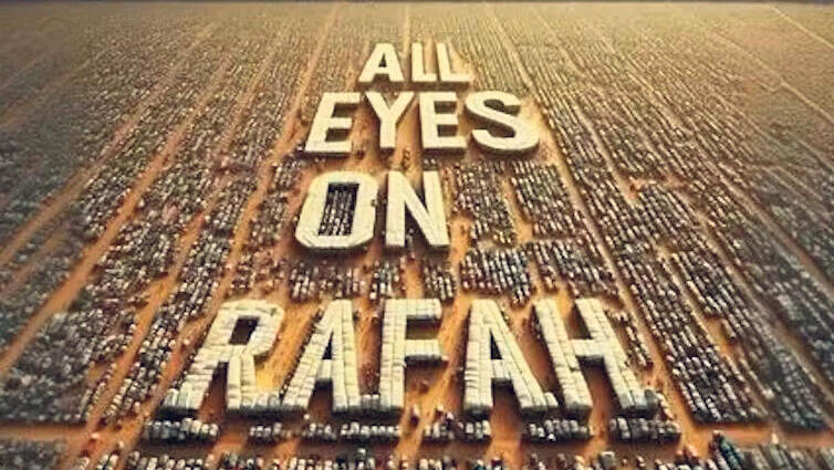 כרזה  All Eyes On Rafah התמונה שנוצרה בעזרת בינה מלאכותית גנרטיבית 