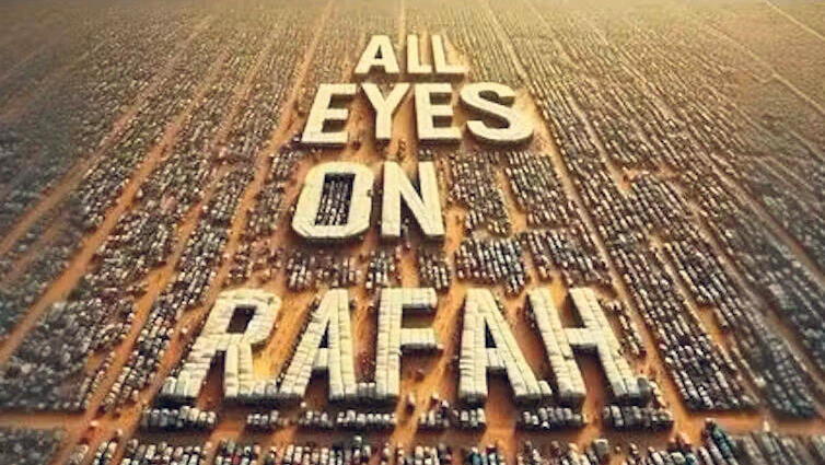 כרזה  All Eyes On Rafah התמונה שנוצרה בעזרת בינה מלאכותית גנרטיבית 