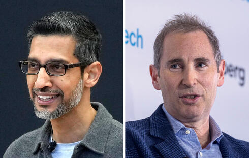 Amazon CEO Andy Jassy (right) and Google CEO Sundar Pichai. 