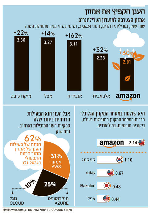 הענן הקפיץ את אמזון,  