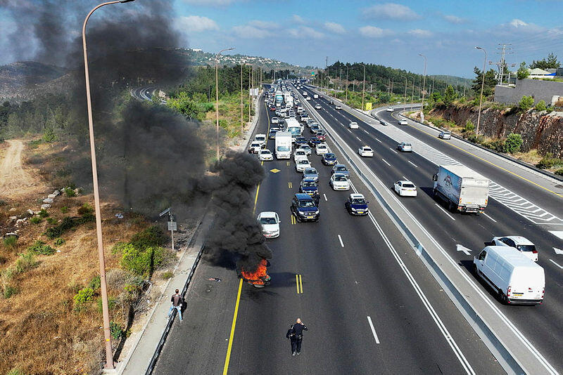 יום השיבוש 7.7.24 מפגינים הפגנה מחאה  באזור שורש