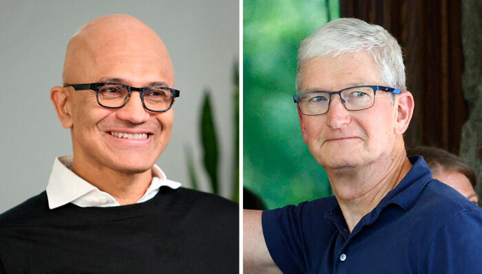 מימין טים קוק סאטיה נדאלה