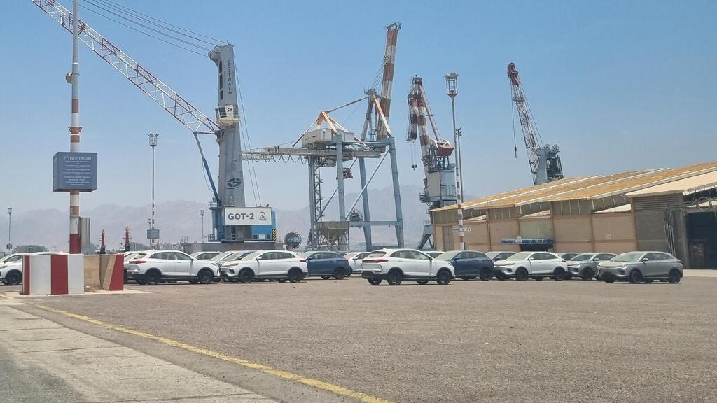מכוניות של היצרנית הסינית WM MOTOR שקרסה מאוחסנות בנמל אילת יולי 2024