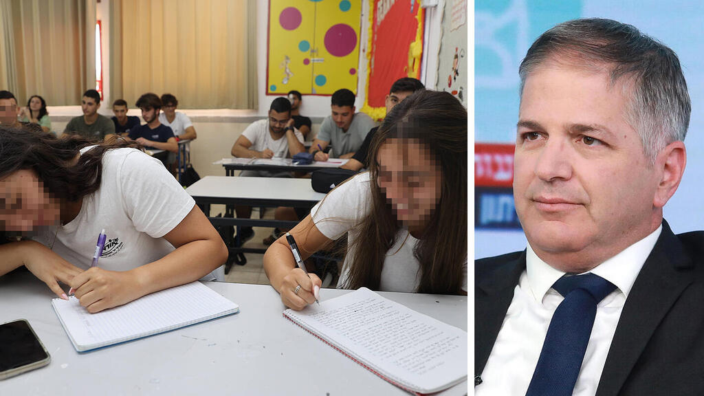 יואב קיש שר החינוך תלמידי תיכון באשקלון במהלך מבחן