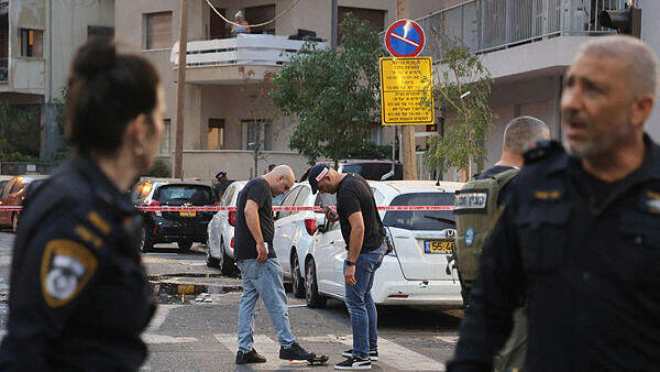 זירת נפילת הכטב"ם בתל אביב, צילום: AFP