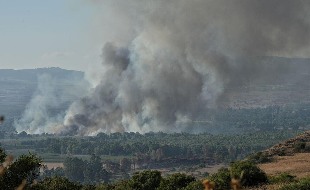 שריפה אש חורשת טל ליד הגושרים ירי חיזבאללה טיל טילים מלחמה חרבות ברזל