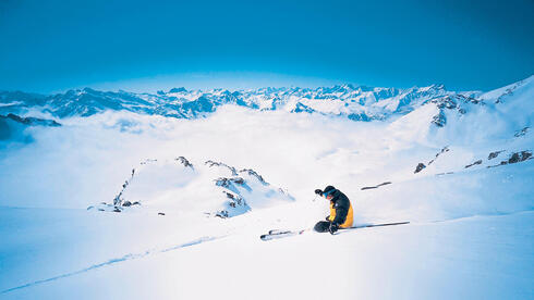 Skiing in Val Thorens in the French Alps. 