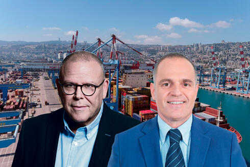 Histadrut Chairman Arnon Bar David (left) and Haifa Port CEO Ron Malka. 