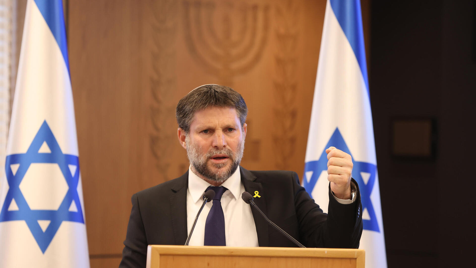 שר האוצר בצלאל סמוטריץ' מסיבת עיתונאים תקציב המדינה 3.9.24
