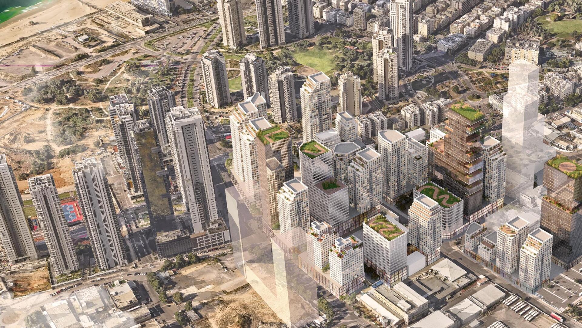 הדמיה של פרוייקט מרחב תחנת המטרו בדרום בת ים 