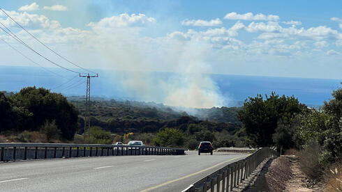 שריפה בגליל המערבי עקב ירי רקטות, צילום: REUTERS/Avi Ohayon