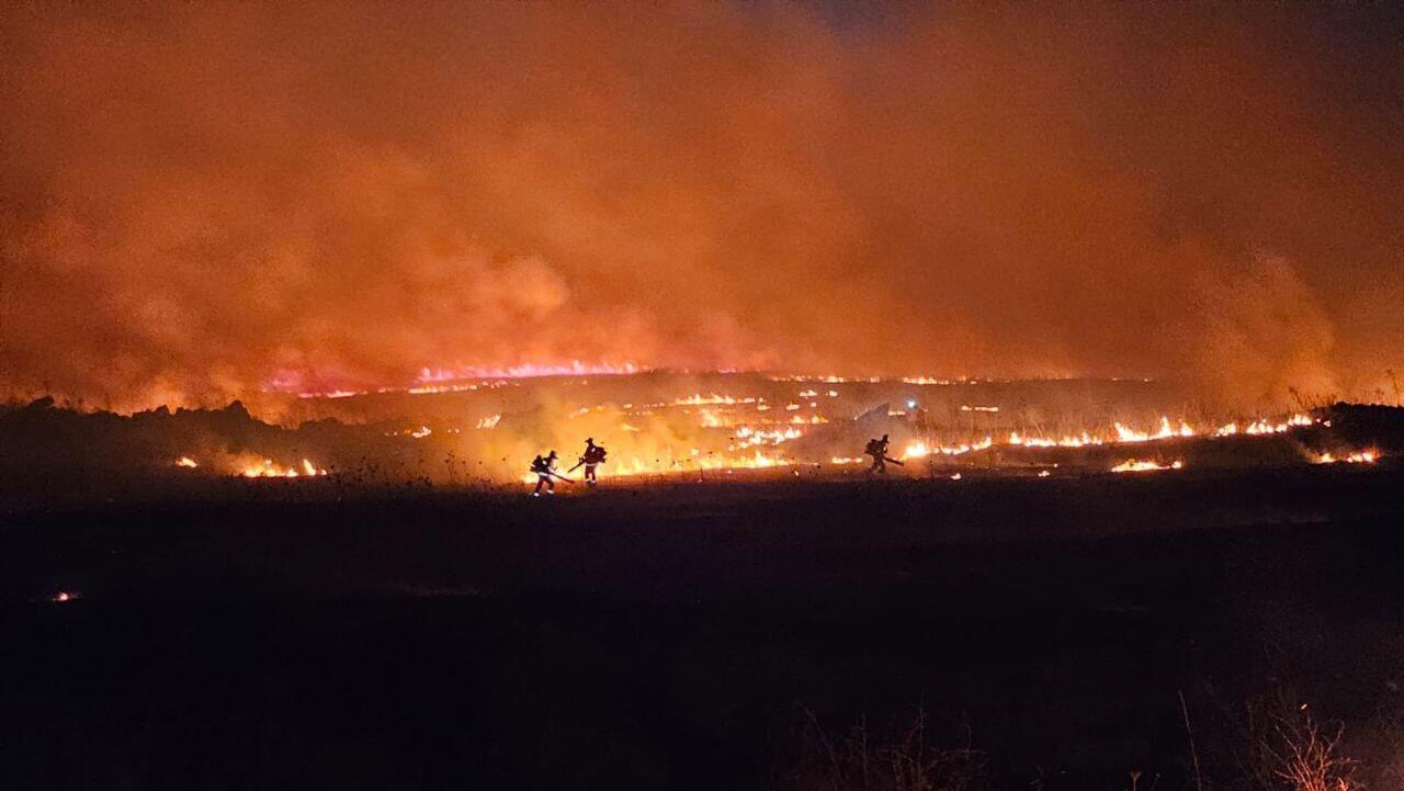 שריפה שפרצה סמוך לקצרין לאחר יירוט רקטות שנורו