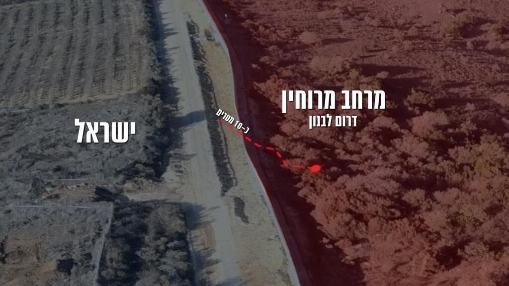 מפה של תוואי מנהרה שחדרה מלבנון לישראל