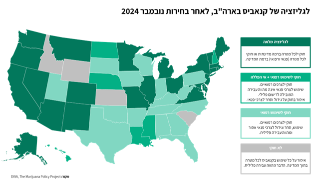 לגליזציה של קנאביס בארה"ב לאחר בחירות 2024