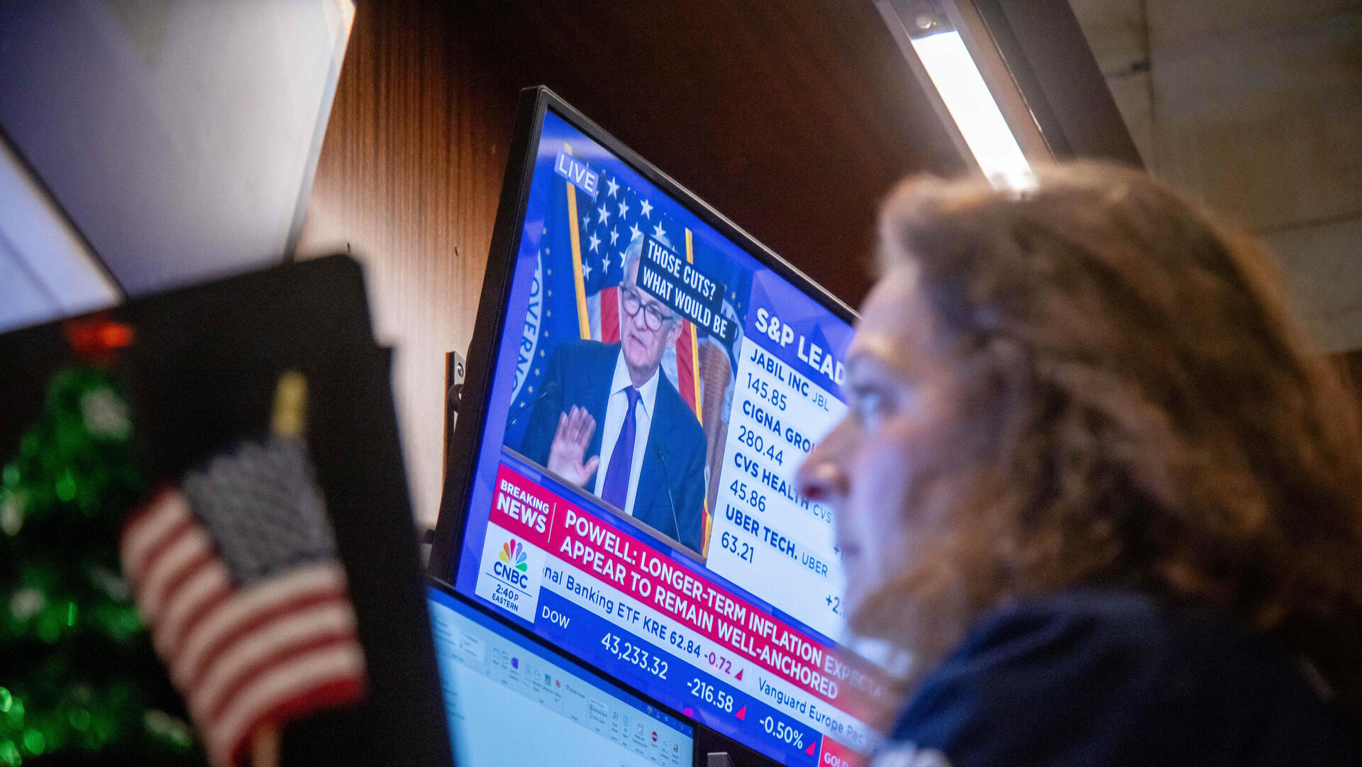 וול סטריט בורסת ניו יורק בזמן מסיבת העיתונאים של יו"ר הפד ג'רום פאוול 18.12.24