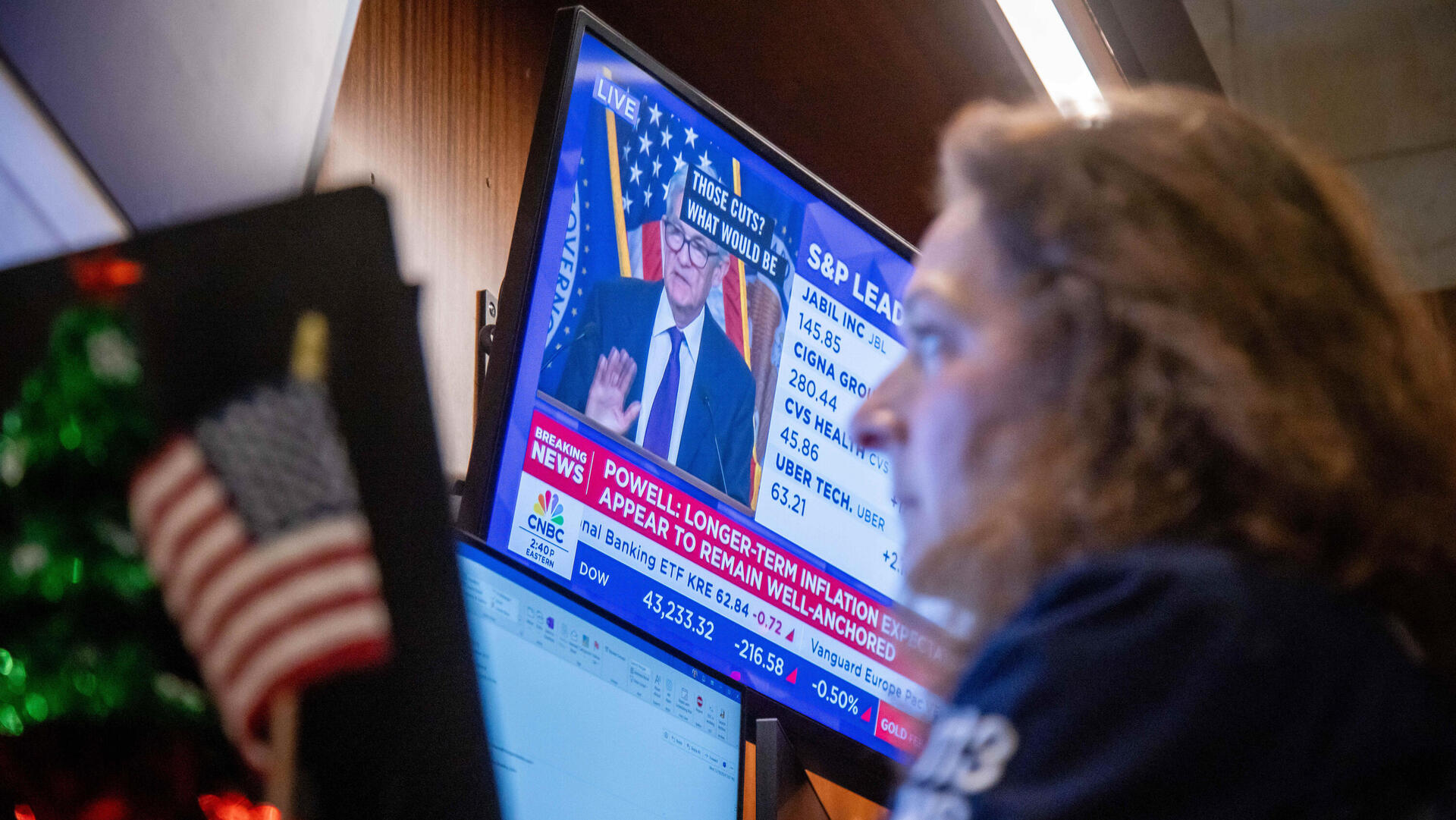 וול סטריט בורסת ניו יורק בזמן מסיבת העיתונאים של יו"ר הפד ג'רום פאוול 18.12.24