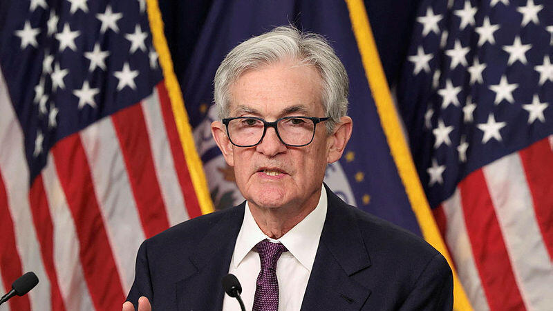 יו"ר הפד ג'רום פאוול פדרל ריזרב במסיבת עיתונאים אחרי הודעת הריבית 8.12.24
