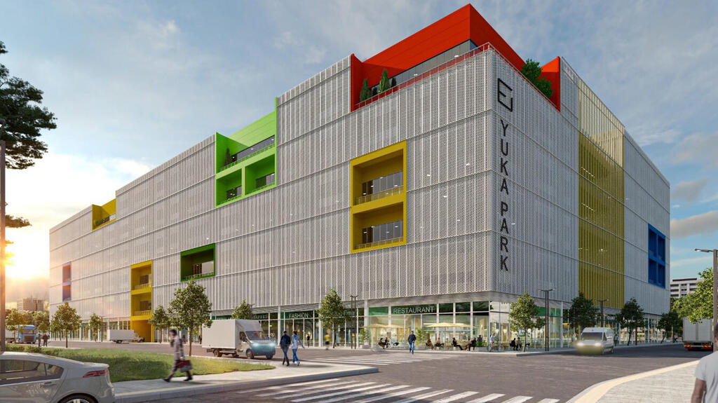 הדמיית פרויקט נדל"ן מסחרי של מהדרין ויוקה פארק בנתניה (הדמיה: משרד בר לוי אדריכלים) הדמיית פרויקט נדל"ן מסחרי של מהדרין ו יוקה פארק בנתניה