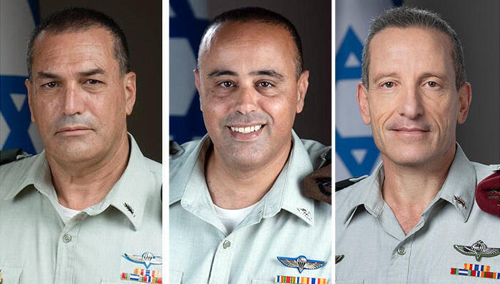 אלופי צה"ל המועמדים להחליף את הרמטכ"ל מימין אמיר ברעם תמיר ידעי ומנכ"ל משרד הביטחון האלוף במיל' אייל זמיר