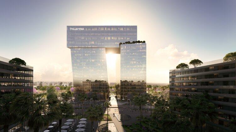 הדמיה של פרויקט מילנה של פרשקובסקי ומגדל ביטוח