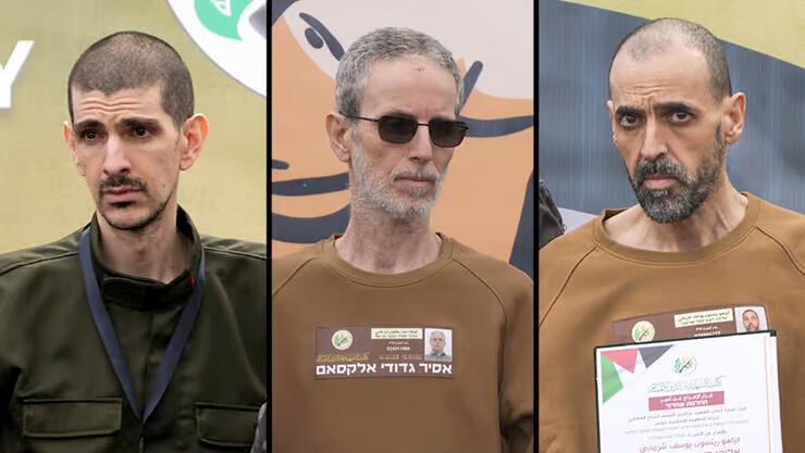 החטופים המשוחררים אלי שרעבי , אוהד בן עמי ו אור לוי