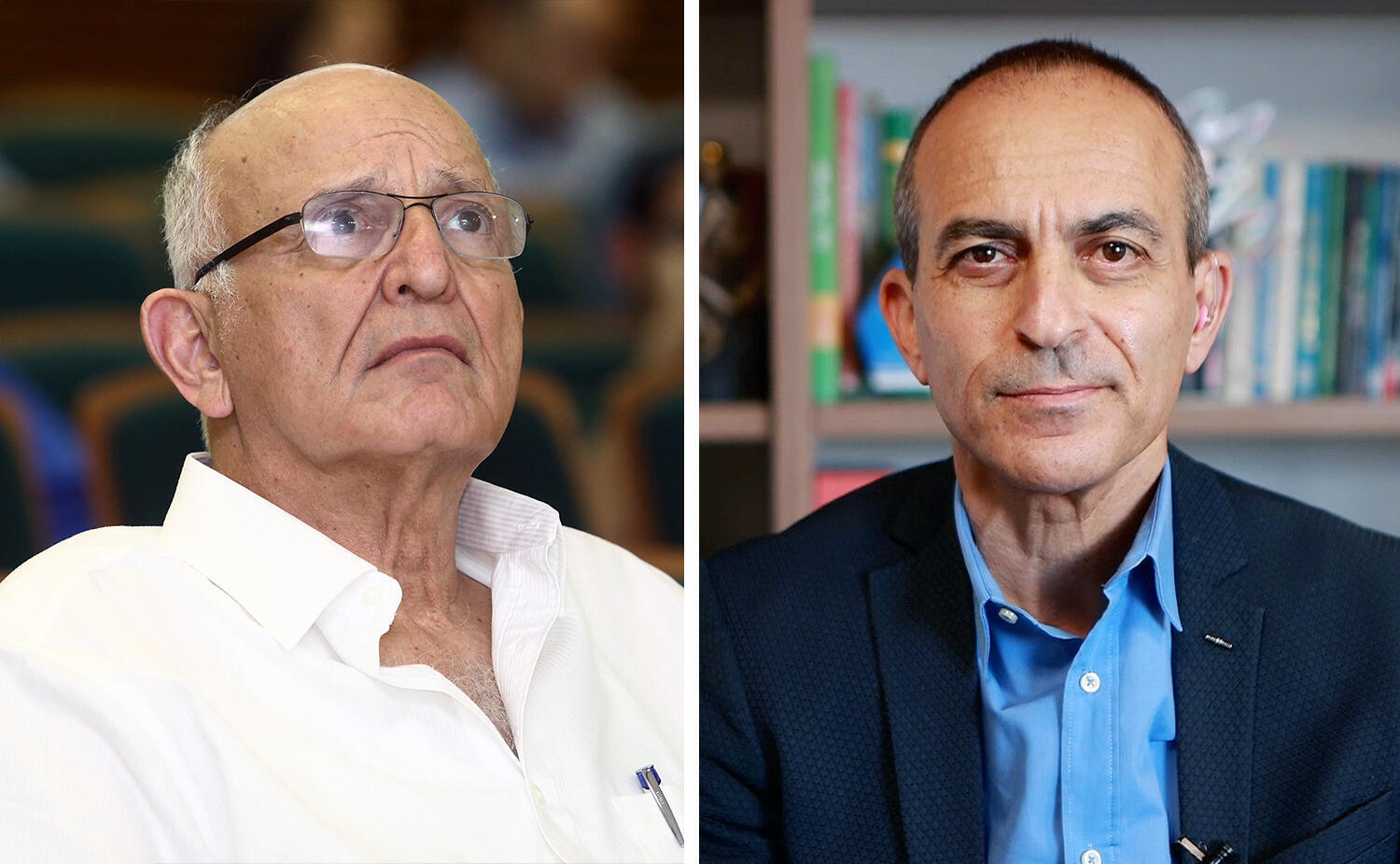 מימין יו"ר מגדל החזקות רוני גמזו ויו"ר מגדל ביטוח הפורש אמיר ברנע