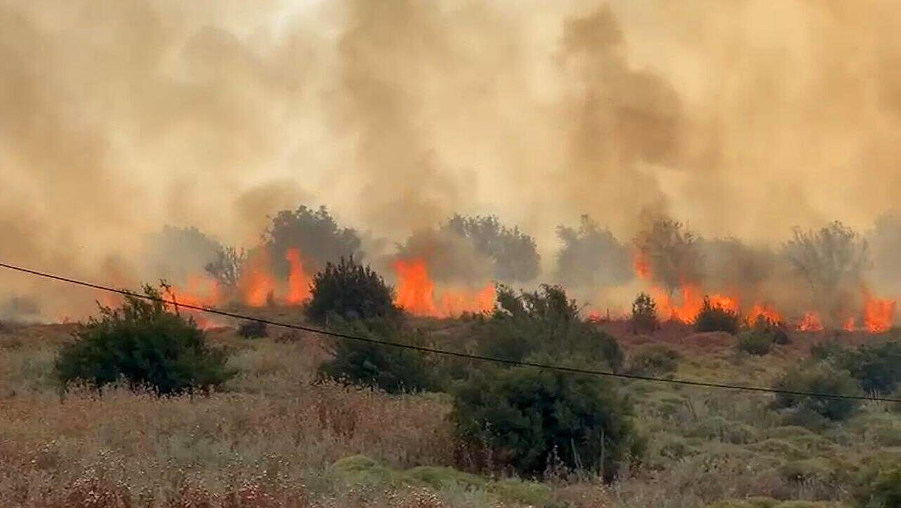 שריפה ב גליל העליון ביוני האחרון בעקבות ירי טילים של חיזבאללה