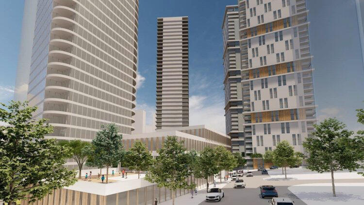 הדמיה של תוכנית תדהר ב מתחם הבורסה ב רמת גן