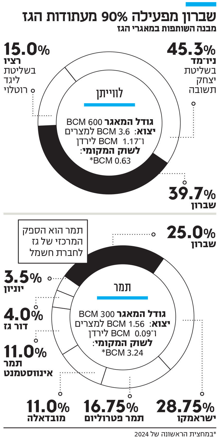 אינפו שברון מפעילה 90% מעתודות הגז