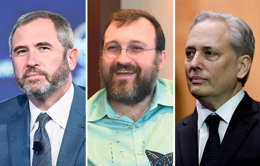 From left: Brad Garlinghouse, Charles Hoskinson, and David Sachs (Photos: AFP ,Reuters, Bloomberg) דיוויד זאקס , צ'רלס הוסקינסון ו בראד גרלינגהאוס