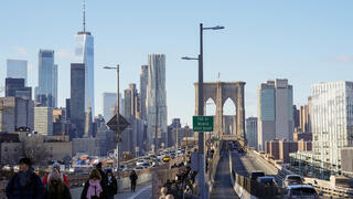תצפית ל מנהטן מגשר ברוקלין ניו יורק, צילום: REUTERS/Adam Gray