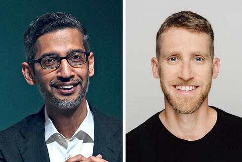 Google CEO Sundar Pichai (left) and Wiz CEO Assaf Rappaport. 