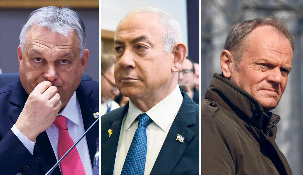 ראש ממשלת פולין דונלד פרנצ'ישק טוסק , ראש הממשלה בנימין נתניהו ו ראש ממשלת הונגריה ויקטור אורבן