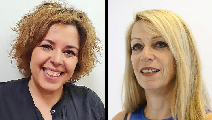 מימין פרופ׳ דפנה קנטי וד״ר קרן לוי גנני סניידר אוניברסיטת חיפה