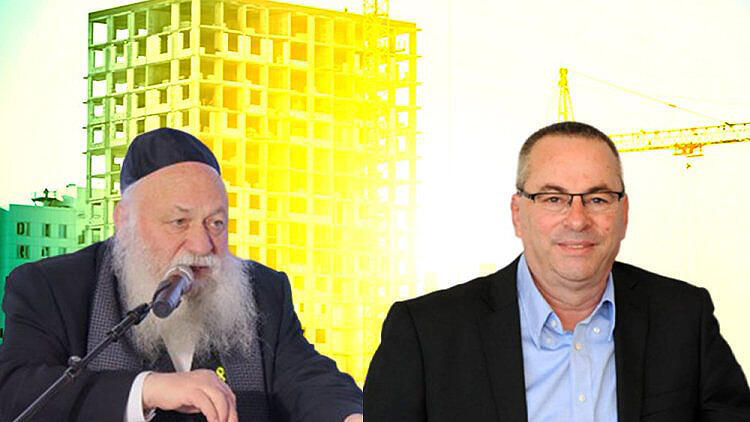 יור התאחדות הקבלנים ובוני הארץ רוני בריק ושר השיכון יצחק גולדקנופף