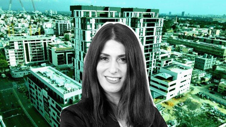 יו"ר ועדת הערר עו"ד יפעת בן אריה שטיינברג על רקע צילום פרויקט MOMA בפלורנטין