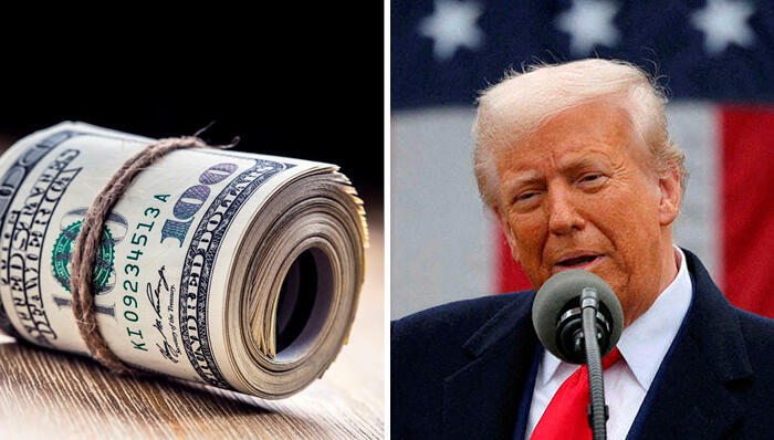 דונלד טראמפ; השקל מתחזק מול הדולר (צילום: REUTERS/Carlos Barria/File Photo שאטרסטוק) דולר דולרים מט"ח מלחמת סחר מכסים נשיא ארה"ב דונלד טראמפ