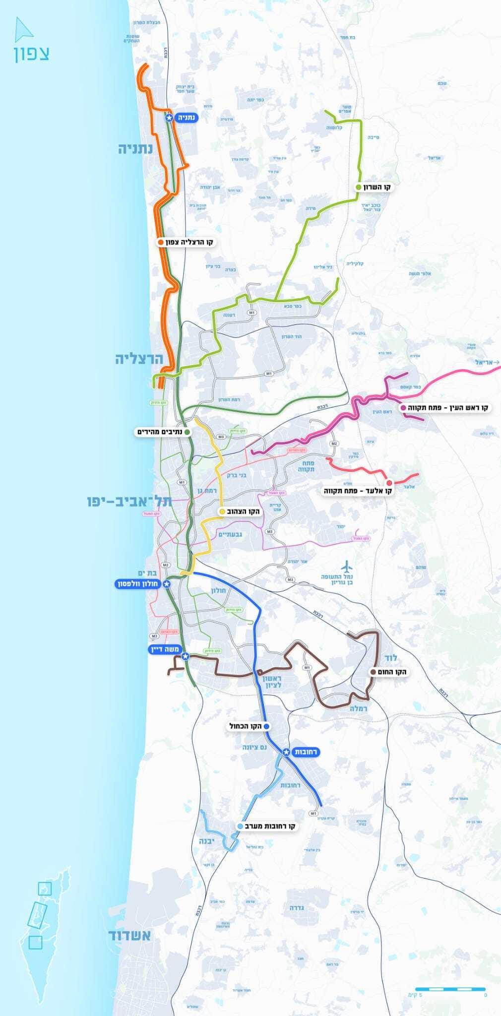 אינפו מפה של הקו הצהוב