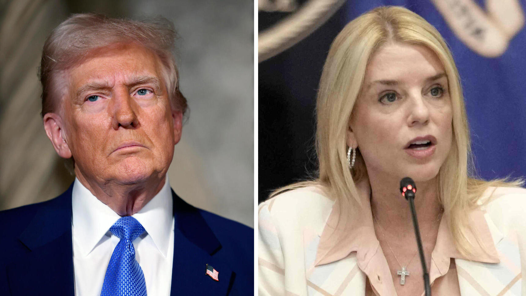 פאמלה פאם בונדי התובעת הכללית של ארה"ב ונשיא ארצות הברית דטנלד טראמפ