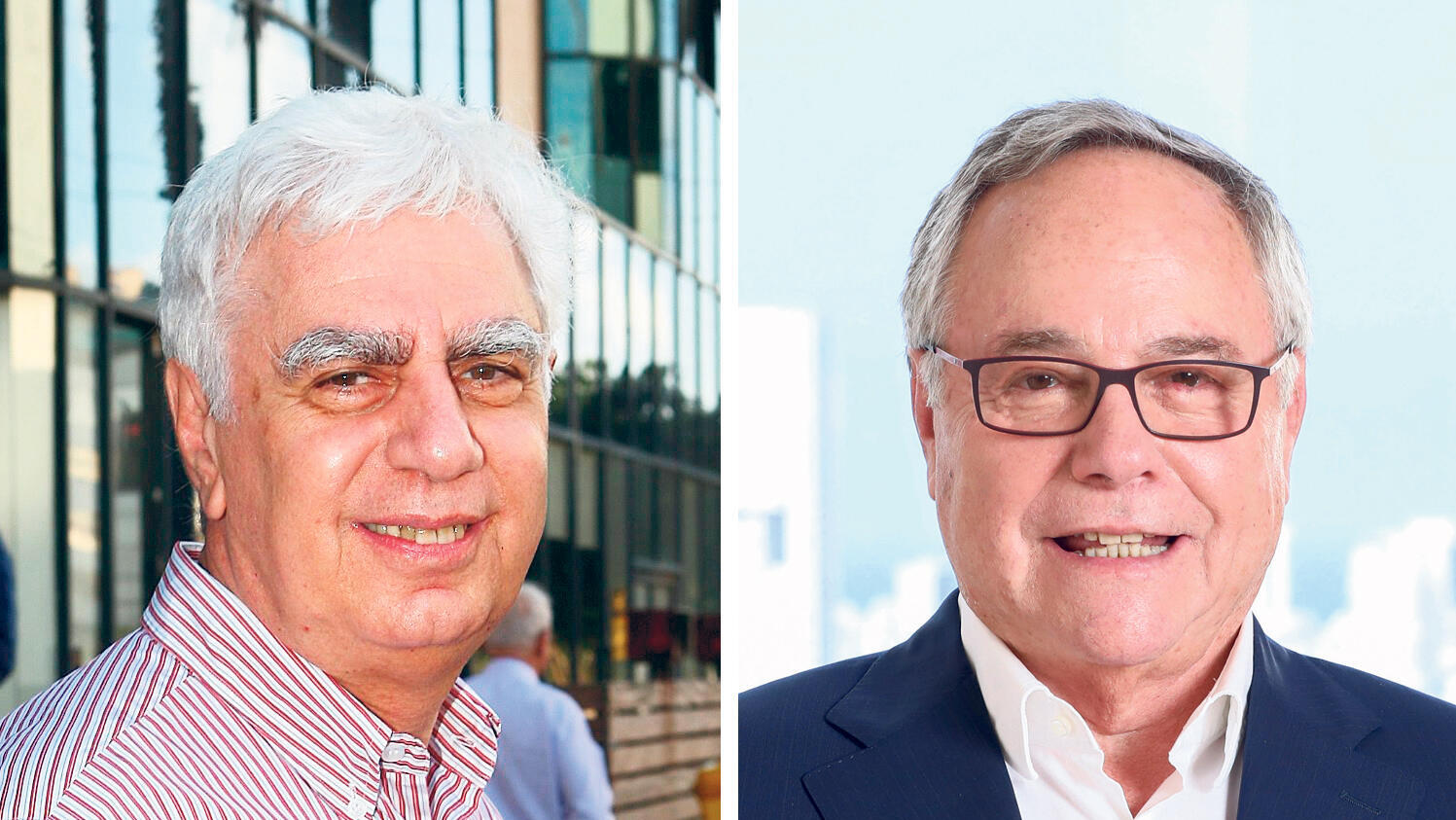 מימין בעל השליטה בהראל יאיר המבורגר ובעל השליטה ביוניון ג'ורג' חורש