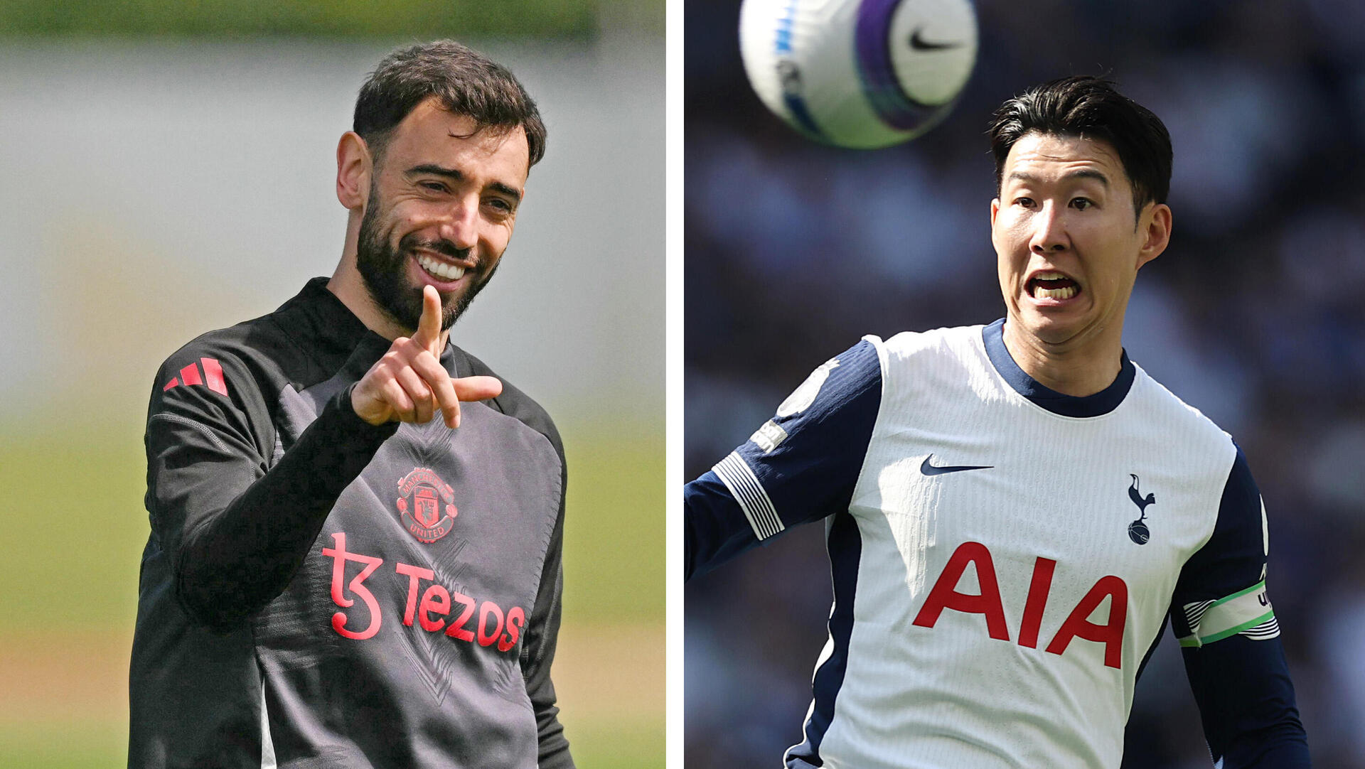 מימין כוכב טוטנהאם סונג יונג וכוכב מנצ'סטר יונייטד ברונו פרננדש