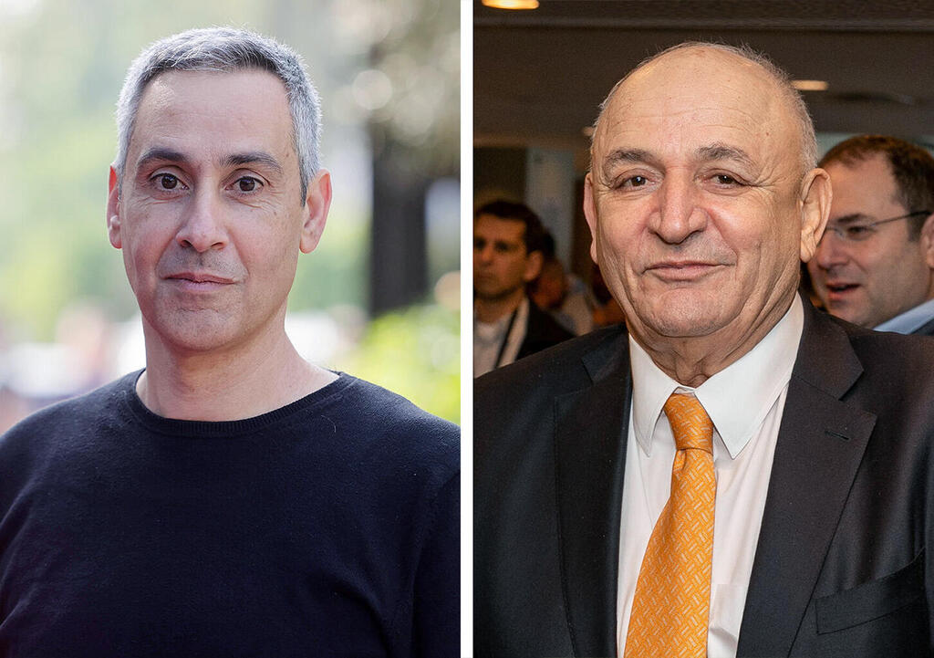 מימין יצחק תשובה בעל השליטה ב דלק ו דודו זבידה מנהל קבוצת חנן מור