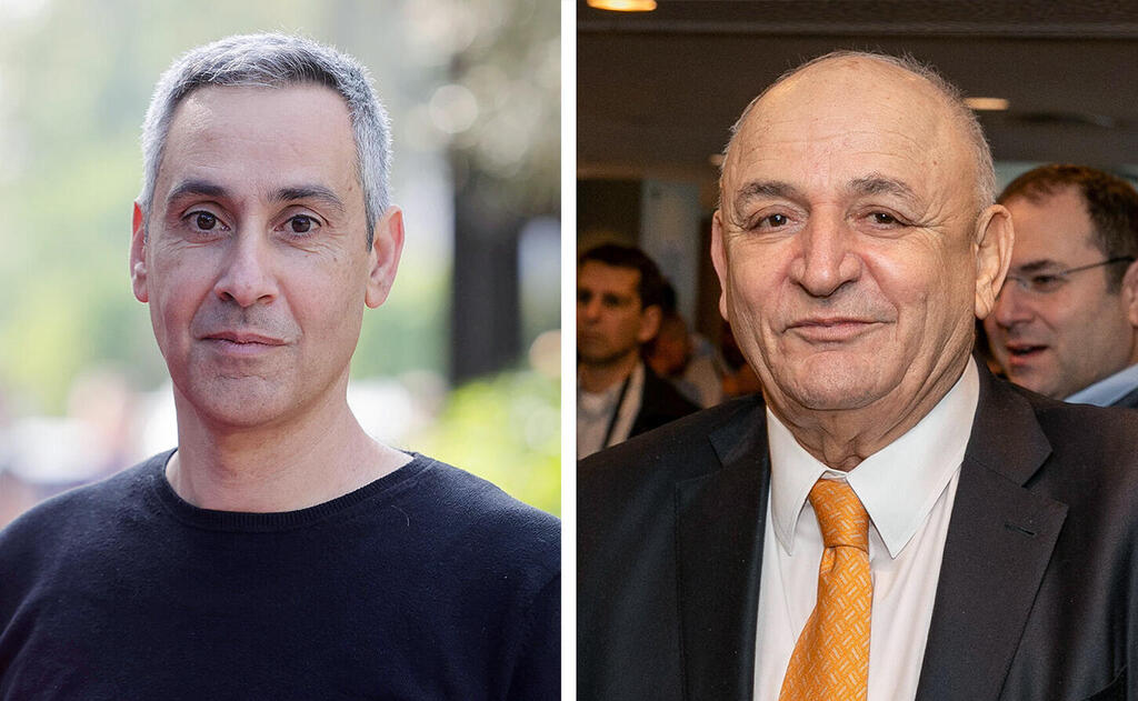 מימין יצחק תשובה בעל השליטה ב דלק ו דודו זבידה מנהל קבוצת חנן מור