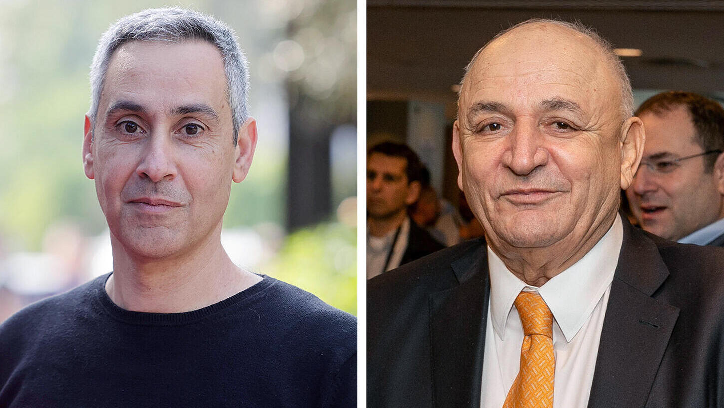 מימין יצחק תשובה בעל השליטה ב דלק ו דודו זבידה מנהל קבוצת חנן מור