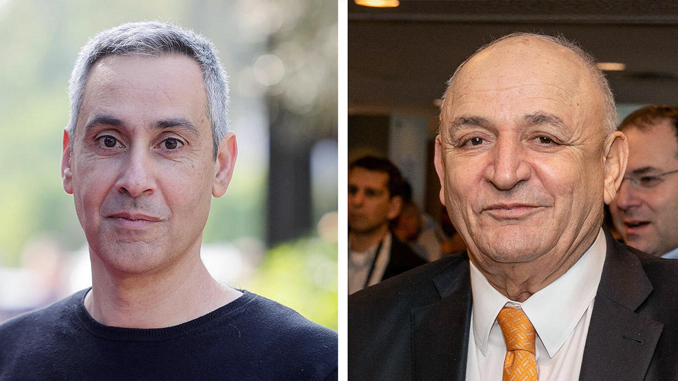 מימין יצחק תשובה בעל השליטה ב דלק ו דודו זבידה מנהל קבוצת חנן מור