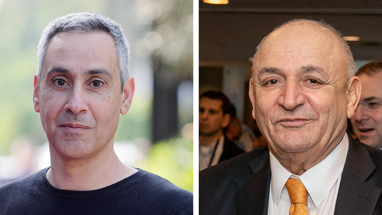 מימין יצחק תשובה בעל השליטה ב דלק ו דודו זבידה מנהל קבוצת חנן מור