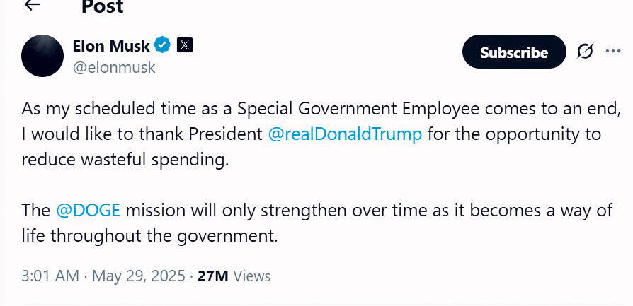 ציוץ העזיבה של אלון מאסק