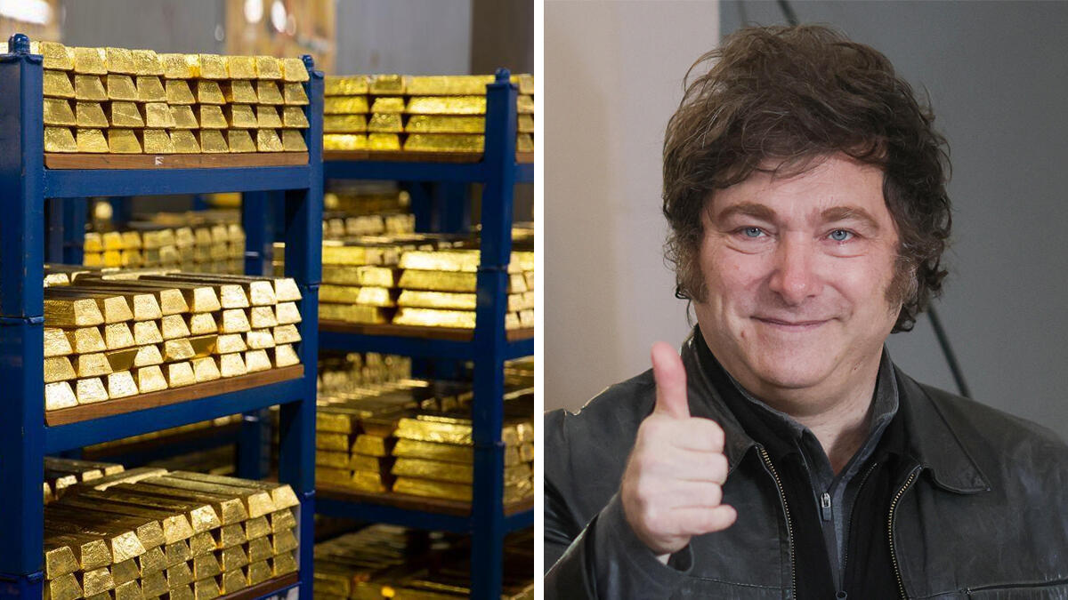 חאבייר מיליי נשיא ארגנטינה הנבחר לצד מטילי זהב