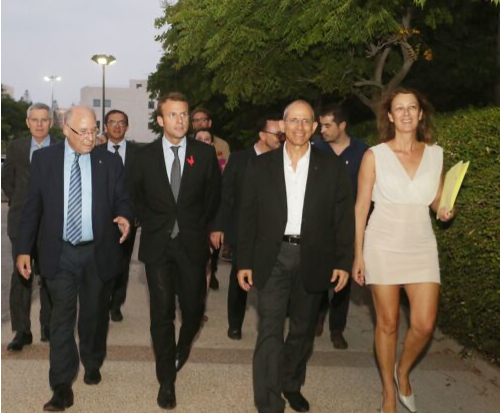 Yaacov Frenkel, Emmanuel Macron, Moshe Zviran, and Anne Baer 