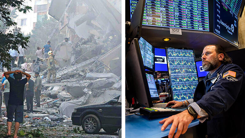 בורסת ניו יורק וול סטריט לצד הרס ב טהרן לאחר מתקפה של צה"ל 